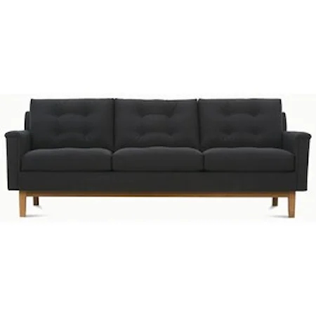 Mid-Century Modern Sofa with Tufted Back Pillows